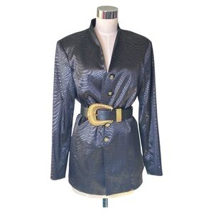 Vintage‎ Black Tiger Stripe Blazer Jacket with Gold Accents